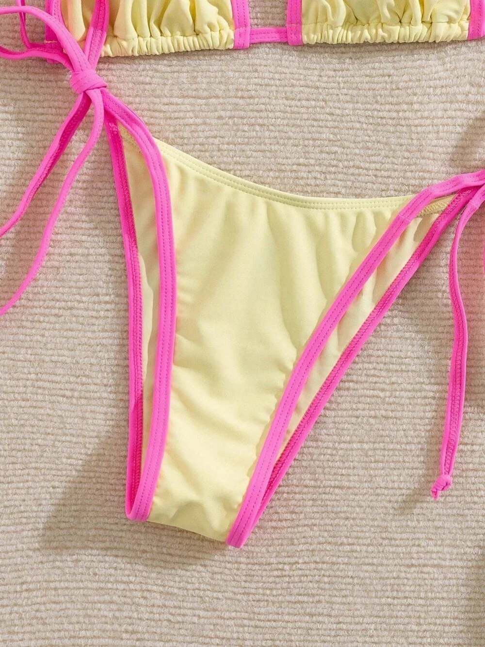 Multicolor Sexy Halter Women's Contrast Halter Tie Backless Bikini Set